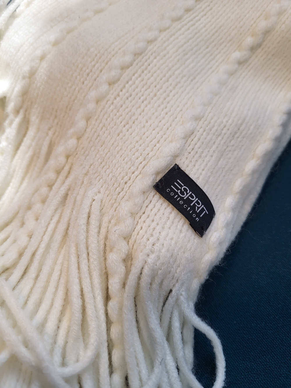 Esprit Cream Cable-Knit Fringe Scarf